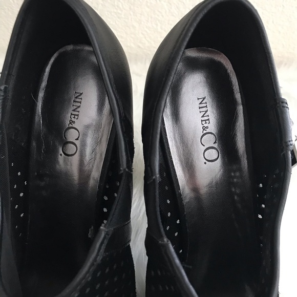 Nine & Co. Black Peep Toe Ankle Boots - Picture 4 of 8